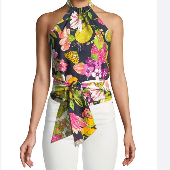 Trina Turk Reversible "Tamika" Secret Garden Halter Top  -Size Small - Picture 1 of 9
